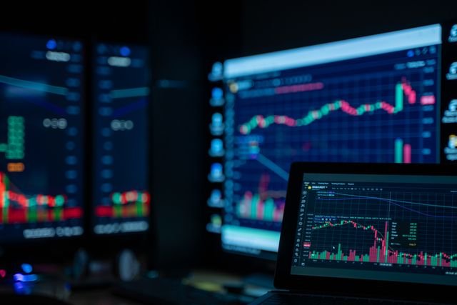 Stock market price chart on a screen